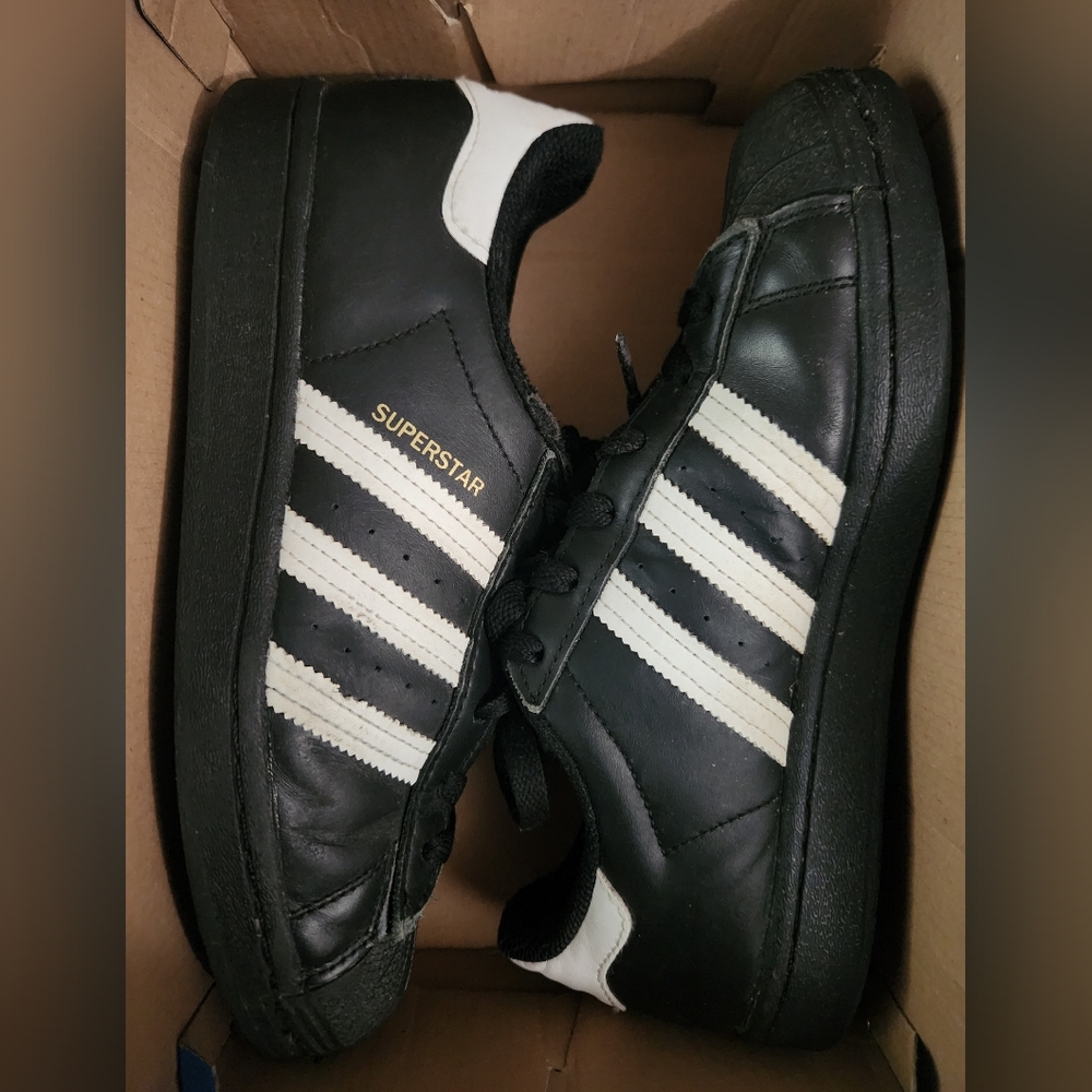 Adidas Superstar J Black and White Sneakers Size 6Y